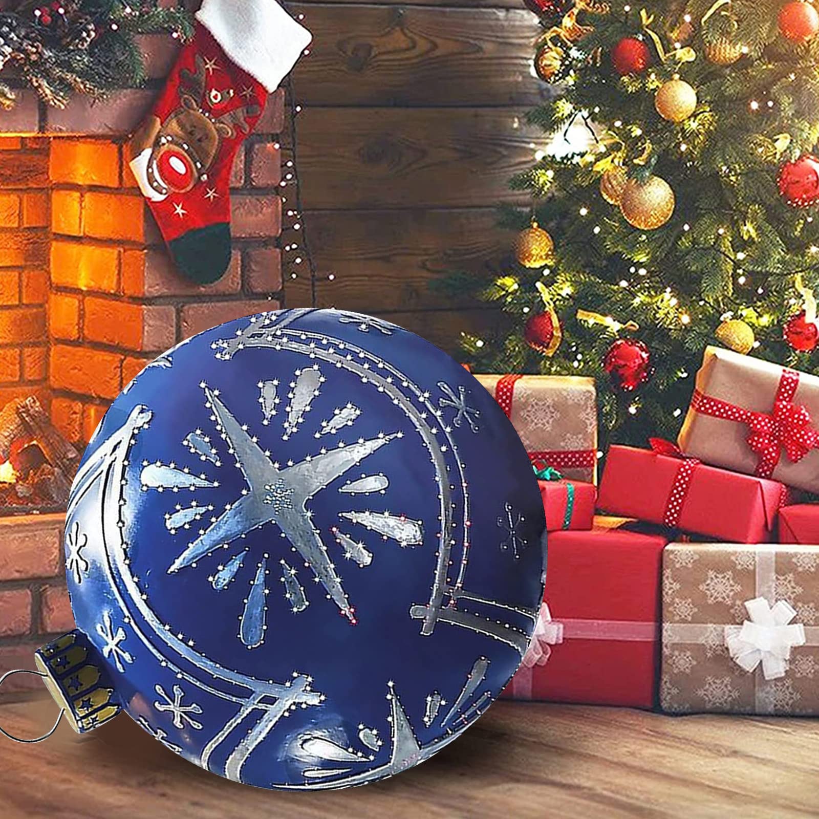 Boule De Noël Gonflable Géante 60CM, LED PVC Pour Extérieur - Cour, Pelouse, Patio