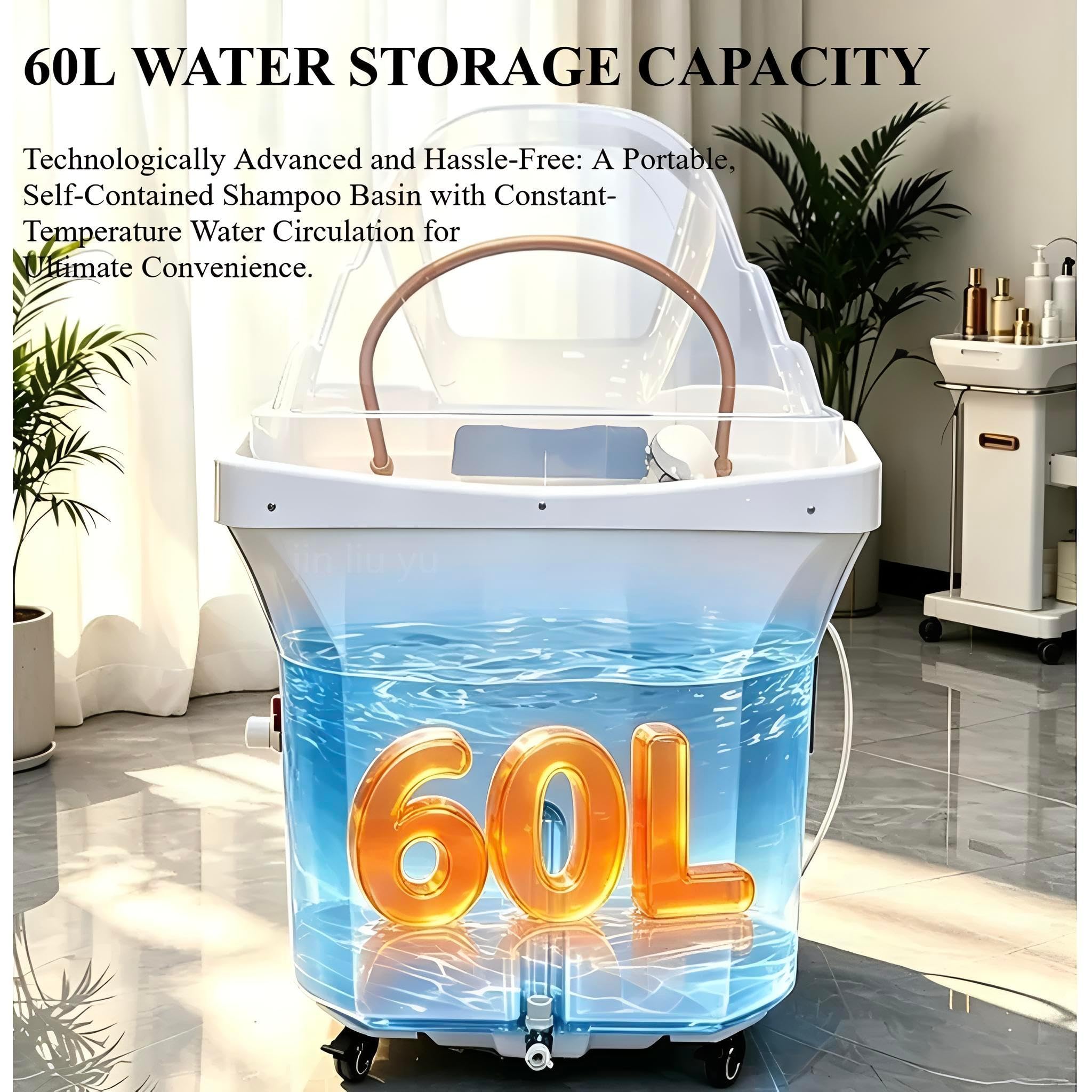 Head Spa Equipment, Almacenamiento Agua 60 L, Lavabo Champú para Terapia de Spa con CirculacióN Agua y FuncióN Terapia Luz, Head Spa Equipment, para Spa Capilares y Salones de PeluqueríA