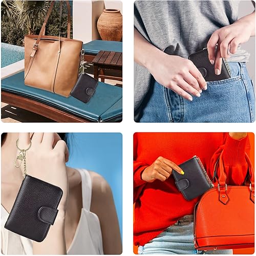 Miniatura 6 de Beurlike Cartera de tarjeta de crédito RFID para mujer, estuche organizador de cuero para mujer, pequeño titular de la tarjeta de seguridad