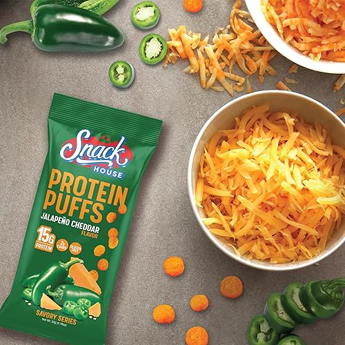 Vista 17 de Carolina BBQ High Protein Puffs - Low Carb Snacks, 15g of Protein, Healthy Gluten & Grain Free Snack Food - Low Calorie Guilt Free Keto Diet