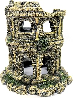 M2cbridge Antique Roman Column Ruins European Castle Aquarium Decorations Fish Tank Hideout Rocks (Roman Column Round)