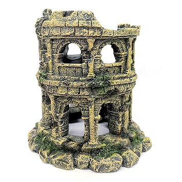 M2cbridge Antique Roman Column Ruins European Castle Aquarium Decorations Fish Tank Hideout Rocks (Roman Column Round)