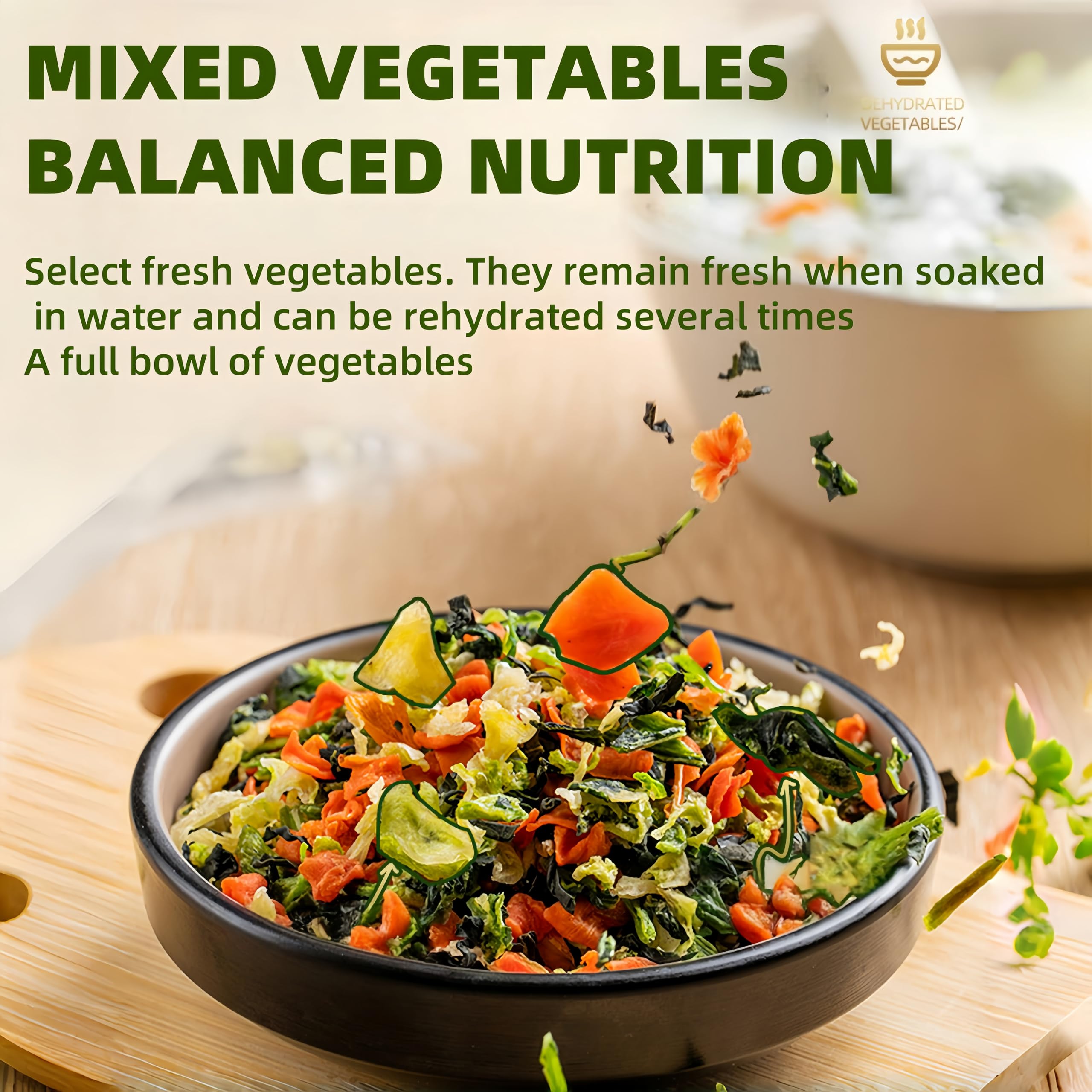 Dehydrated Mixed Vegetables in Can | 400g 14.11oz Long Shelf Life | For Soups, Stews, Ramen, & Daily Cooking | Pantry & Food Supply, Premium Freeze-Dried Fruits, (Dried vegetables)
