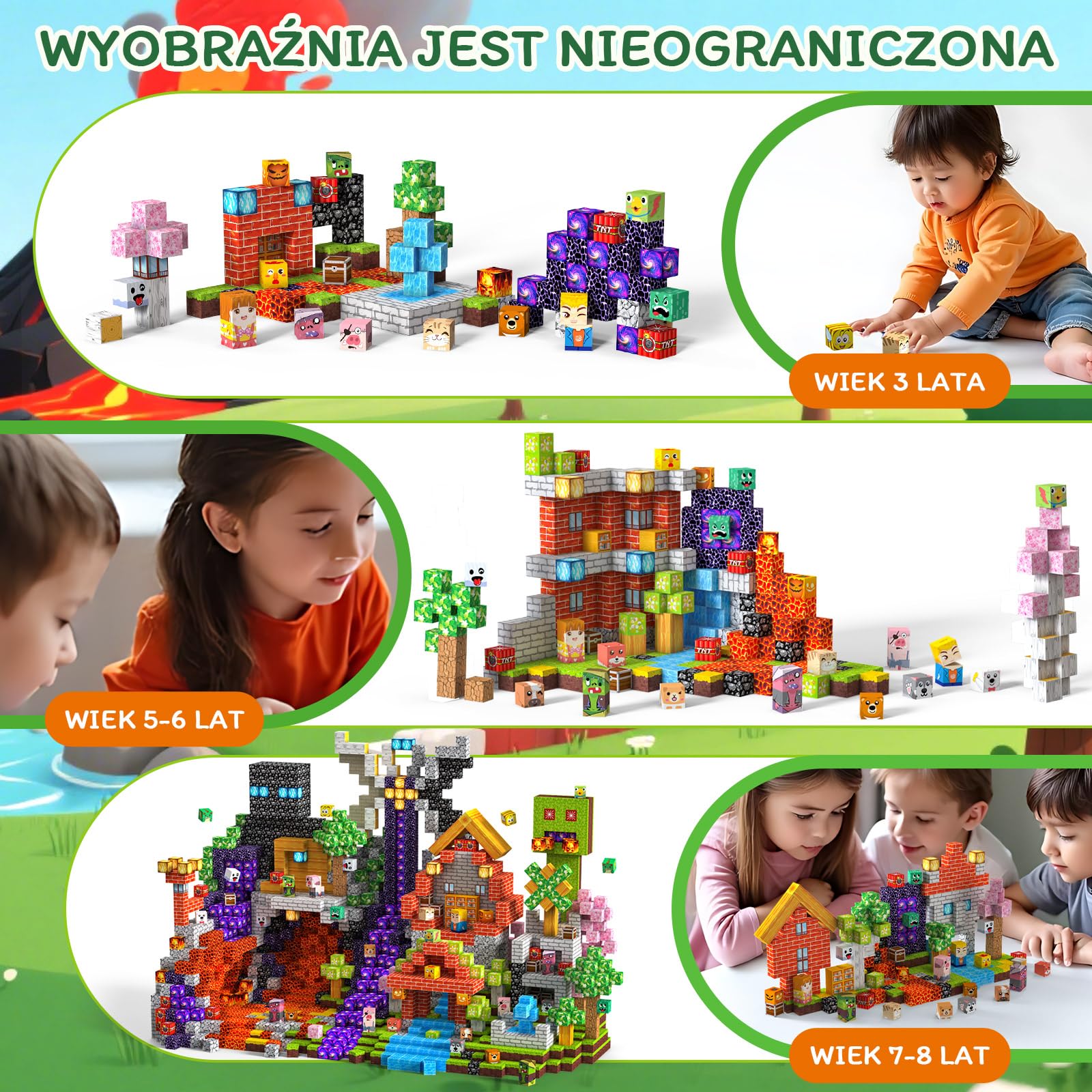 Klocki Magnetyczne 330 PCS 2CM, 3+ Zabawki sensoryczne STEM Montessori, Magnetyczne Klocki dla 3 4 5 6 7 8 9 10 11 12 8-12 lat Chłopcy i dziewczynki Prezenty urodzinowe