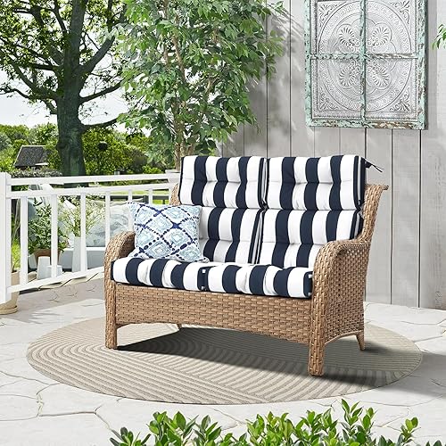 Miniatura 6 de Melody Elephant Cojines para sillas mecedoras para exteriores, antideslizantes, con respaldo antideslizante, cojín para silla de respaldo alto para