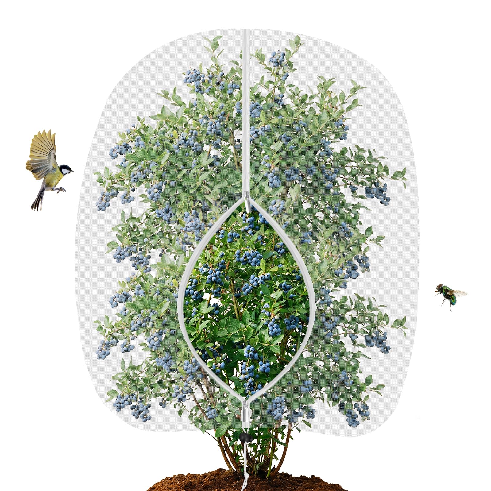 Dreamtop Fruit Tree Netting Bird Protection - Garden Mesh with Zipper, for Blueberry Vegetable Cherry Strawberry (180x180cm(6ftx6ft))