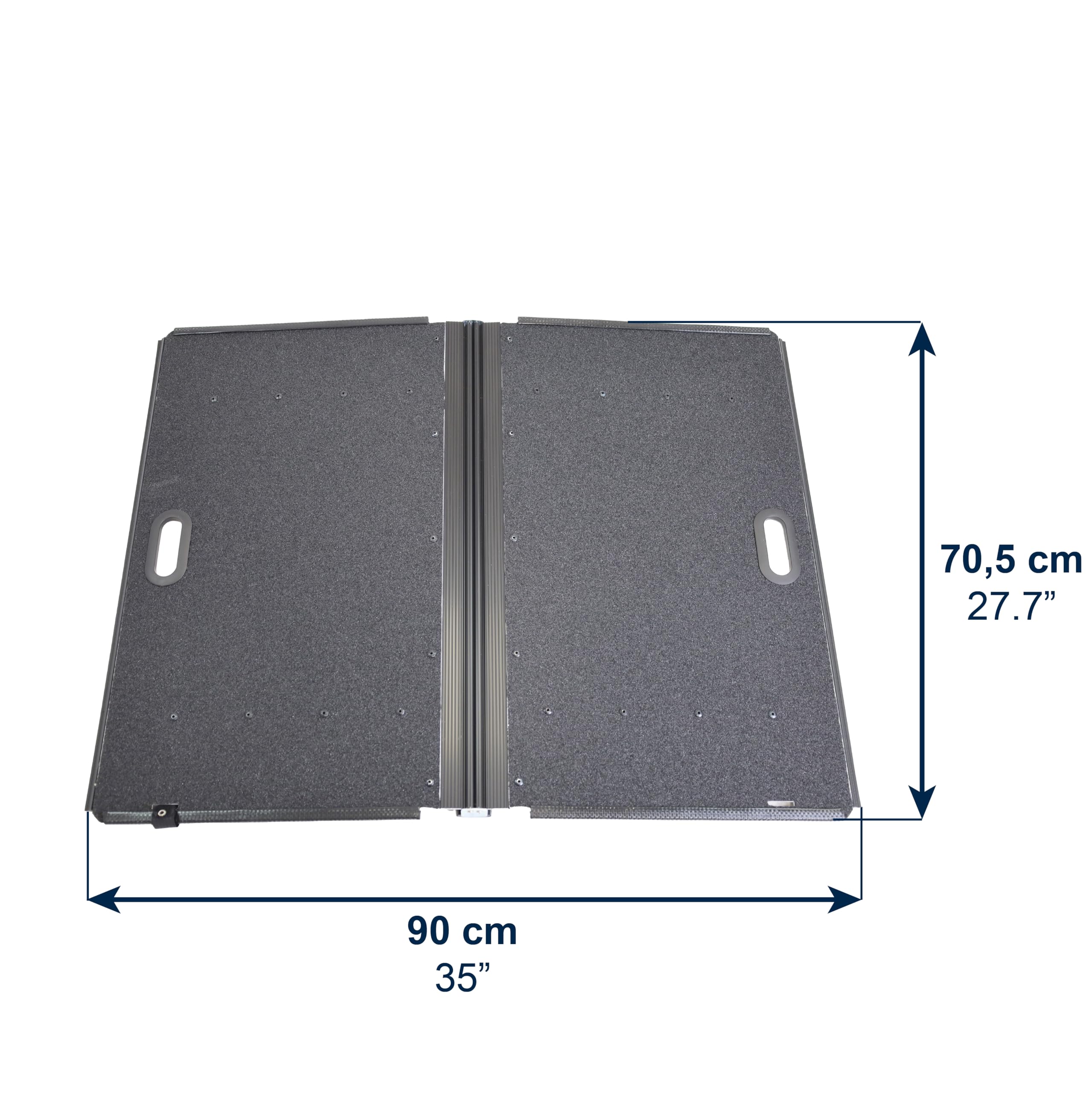 KMINA Rampe de Seuil Amovible Pliable en Aluminium pour Fauteuil Roulant et PMR (Dénivelés 4–5 cm), Surface Antidérapante avec Poignée, 272 kg