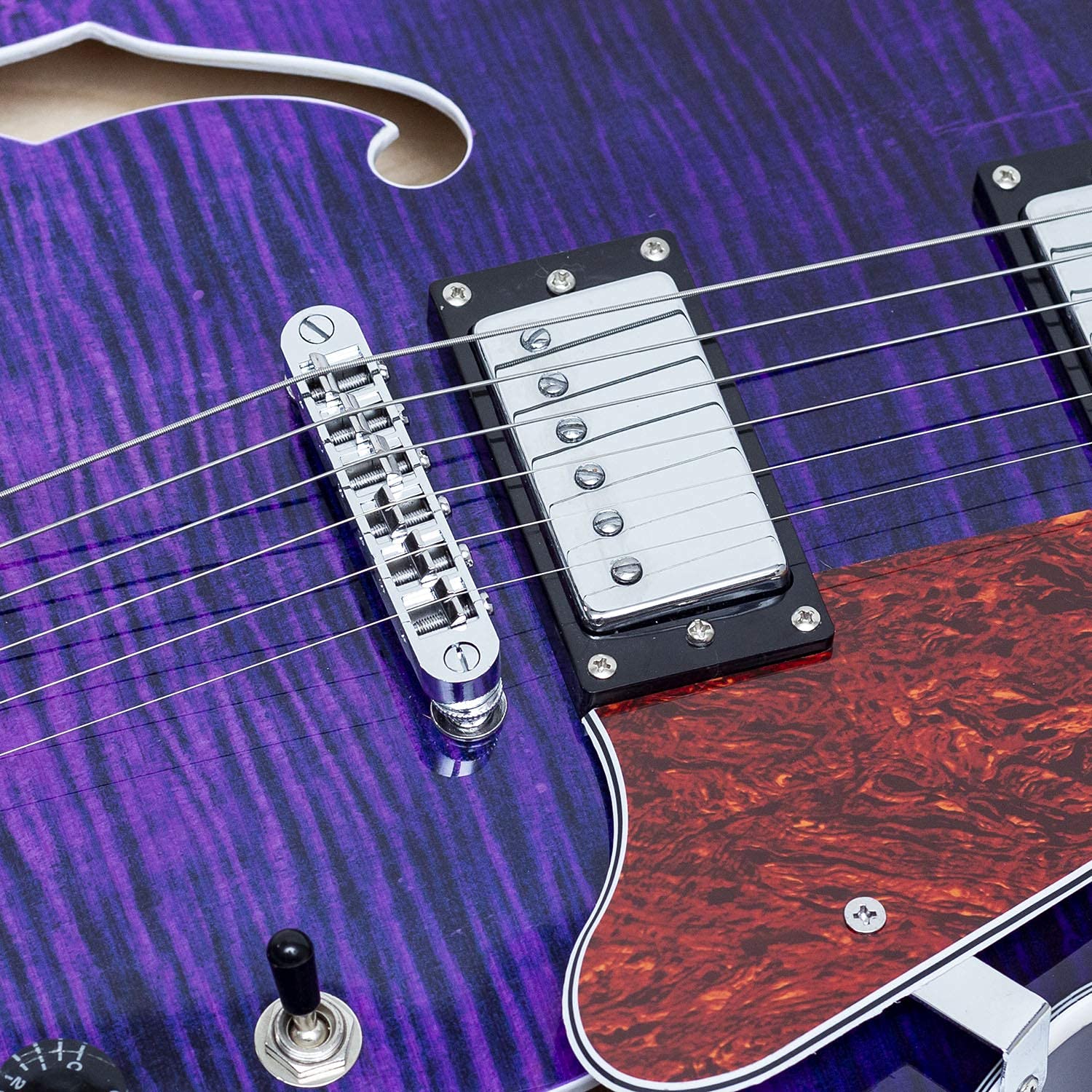 Grote エレキギター パープル GROTE Jazz Electric Guitar Semi-Hollow Body Trapeze Tailpiece