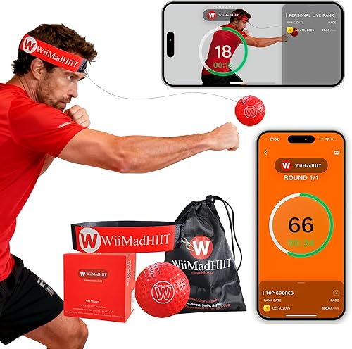 Pelota refleja de boxeo con aplicación de contador de punzones, divertido juego de ponche con diadema, entrenamiento de coordinación de ojos y manos