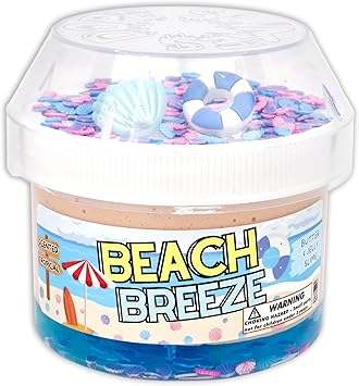 Beach Breeze - Hybrid Clear Butter Textured Slime - Handmade in USA - Dope Slimes - Beige/Blue - 8 fl/oz