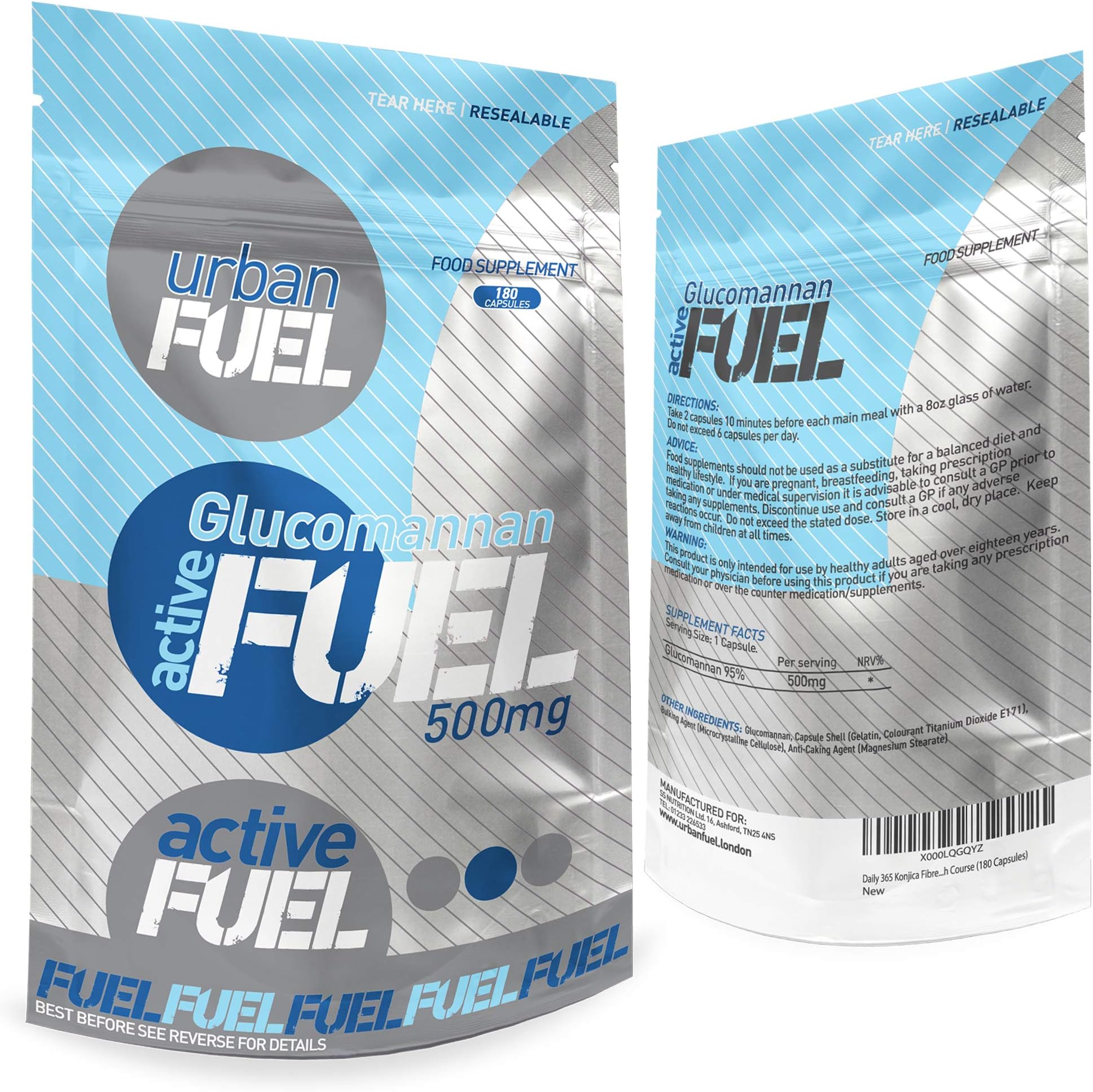 Active Glucomannan Konjac Fibre 500mg | Double Strength - 180 Capsules