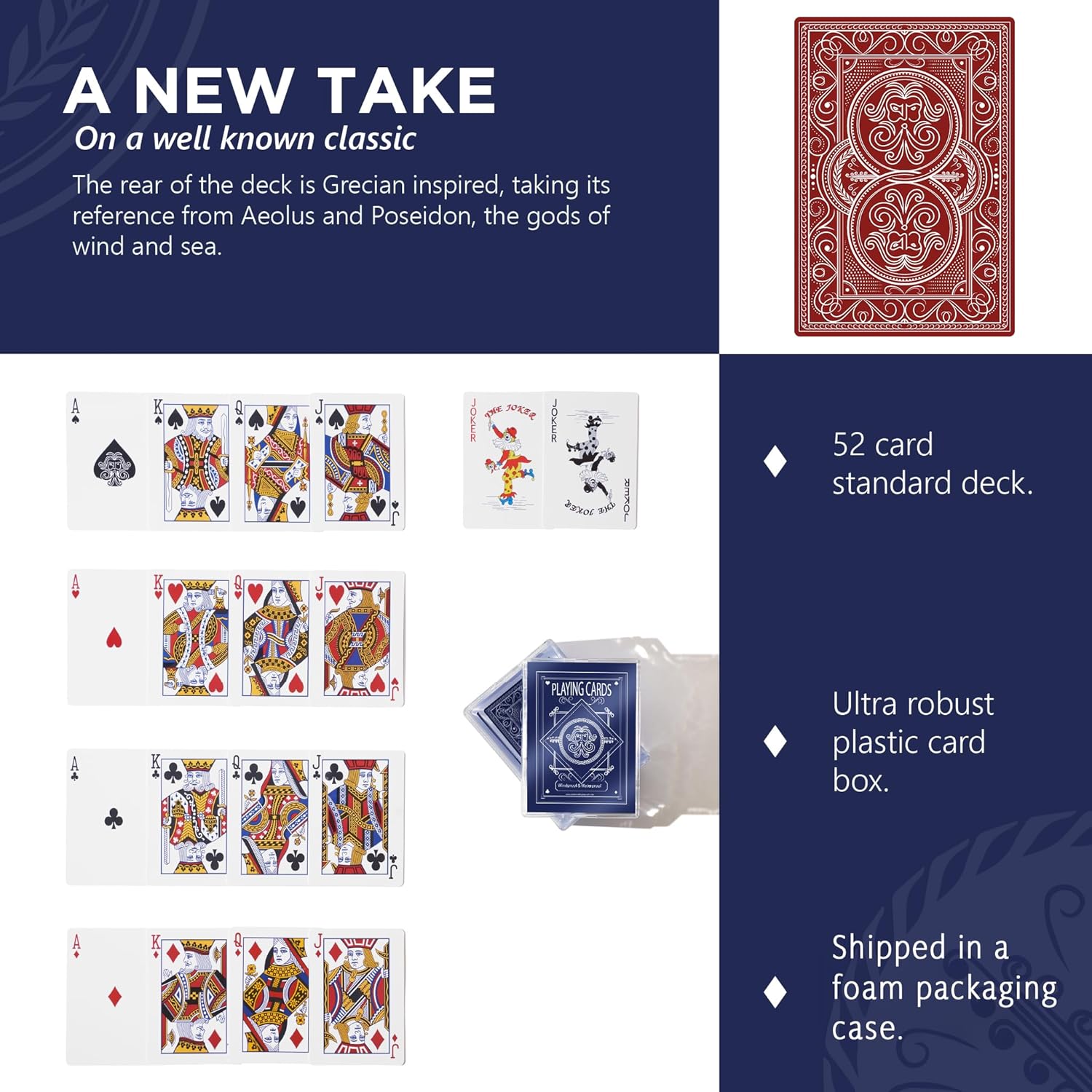 Weighted Heavy Deck of Cards Ideal for Outdoors | Wind-Resistant Waterproof Playing Cards | Thick Plastic Protected Poker Cards (Crimson Red)