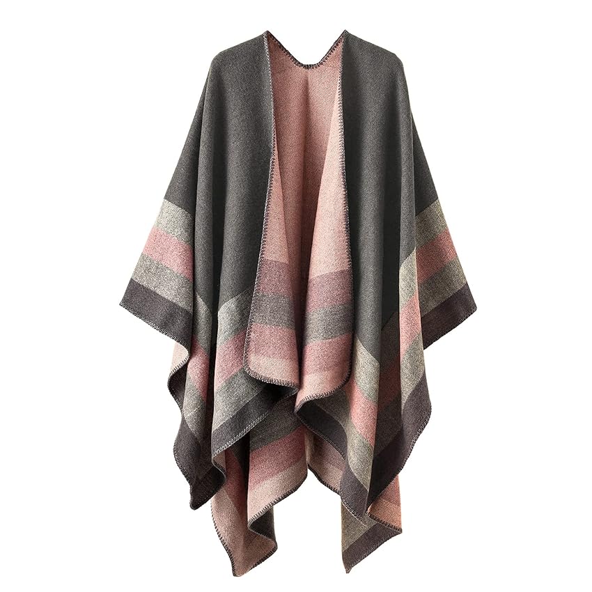 colornival Poncho da Donna Invernale Scialli Avvolgenti Caldo Sciarpa da in Maglia Mantello alla Elegante Indossabile Coperta Lungo Cardigan Maglione Cappotti