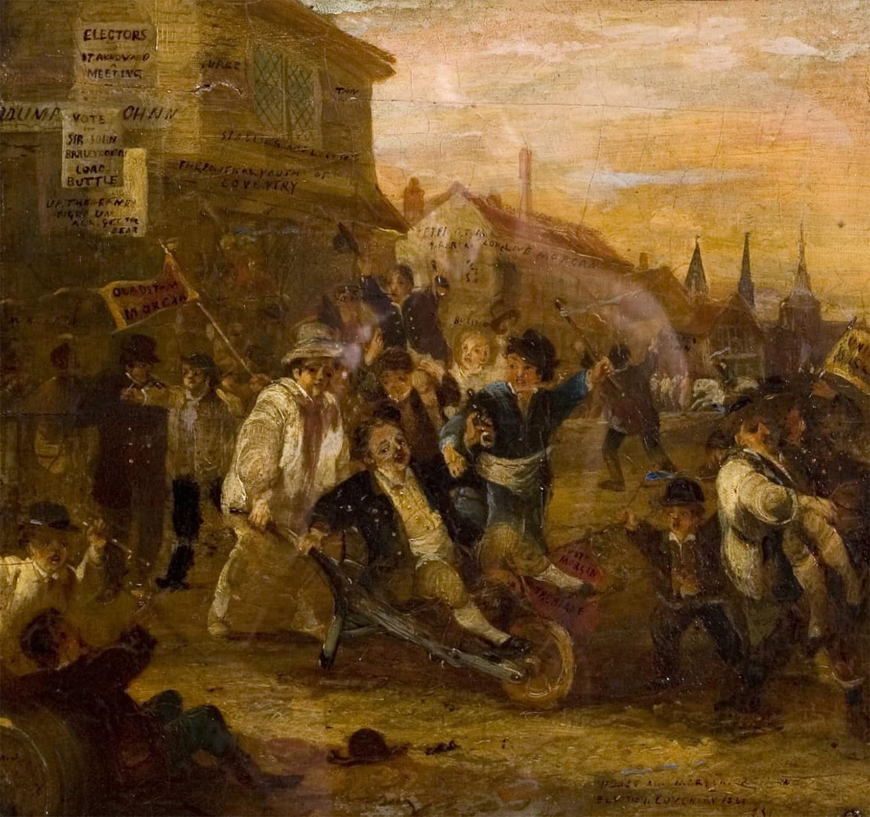 ARTXLXXBN Famous Painting Canvas Artwork Graffiti Print Election Riot At Coventry by Pollard Portrait Canvas Image for Home Decor 60x90cm