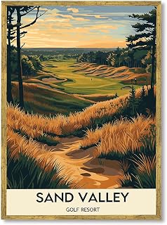 Sand Valley Golf Resort Poster Canvas Print Wall Art, Rustic Painting Pictures, Stunning Home Decor, Wall Decoration for Living Room, Bedroom, Apartment Art Print (Black Framed,12L X16W)