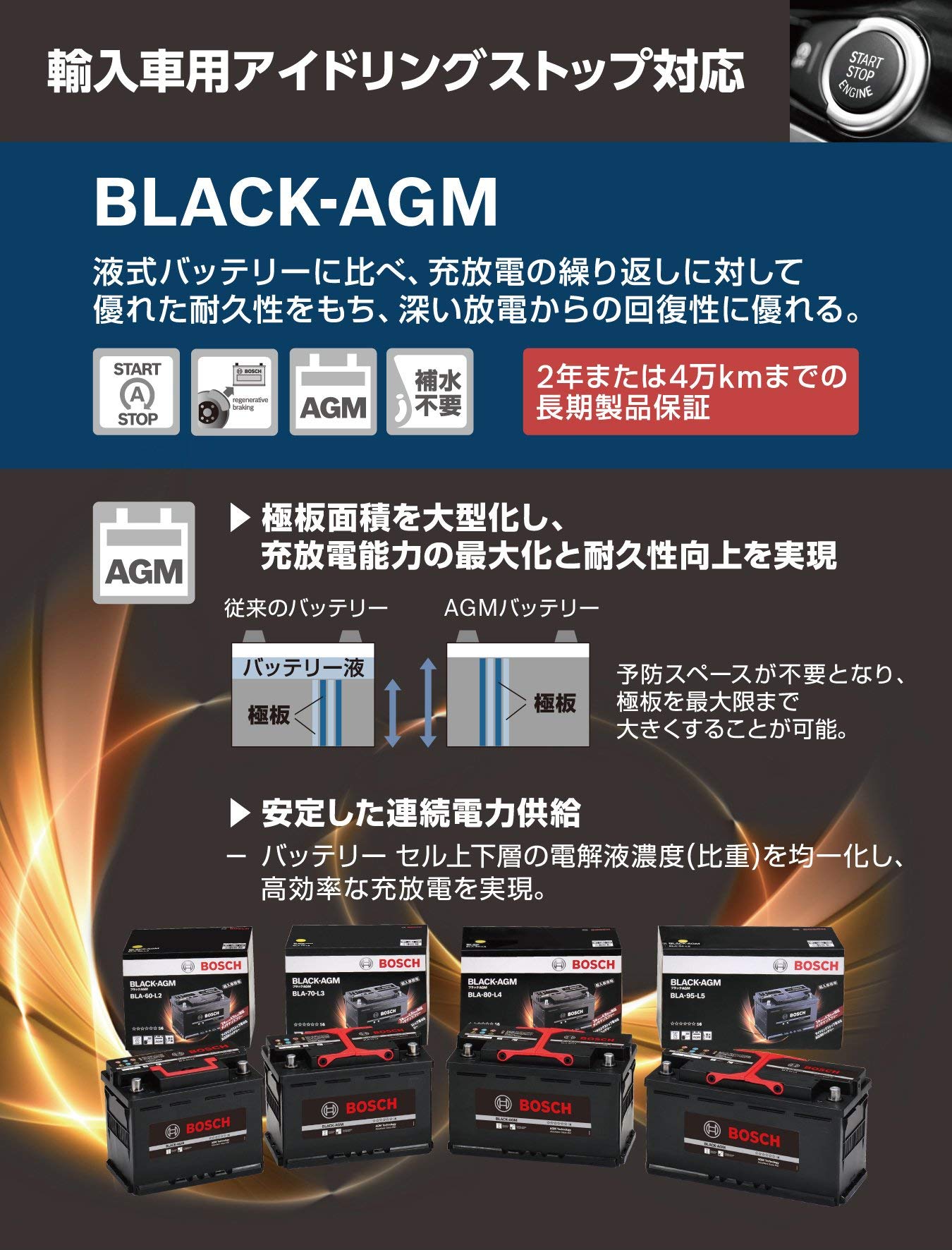 おちゃ　BOSCH バッテリー BLACK-AGM BLA-95-L5 BOSCH（DIY、工具） BLA-95-L5 BOSCH ボッシュ BLACK-AGM