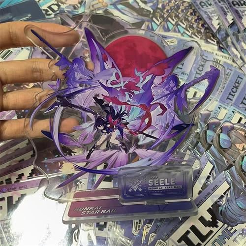 Miniatura 5 de Hilichurl Ruan Mei Stand Star Rail Double Deck Juego de cartas de pie Base de exhibición de personajes Soporte de llavero acrílico