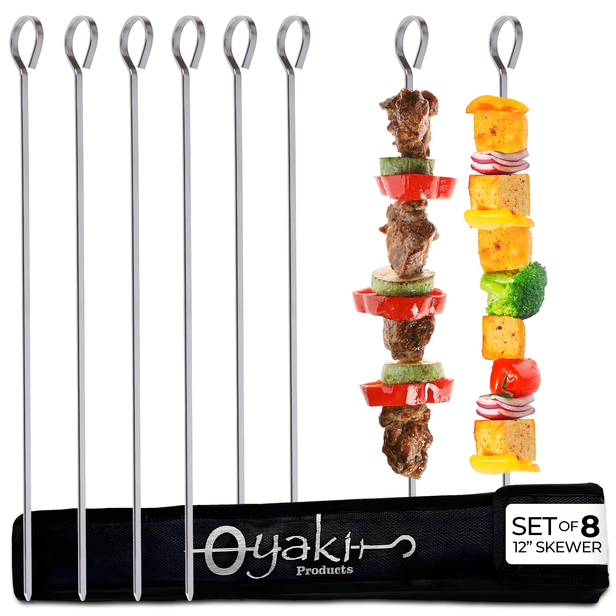Omenluck Lot De 8 Brochettes En Acier Inoxydable Pour Barbecue De Camping