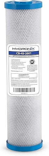 Hydronix CB-45-2001 Filtro de agua de bloque de carbono de coco NSF para toda la casa, comercial e industrial, 4.5 "x 20" - 1 micrón
