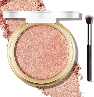 FREEORR Baked Highlighter Powder Palette, Makeup Highlighter Powder Palette Sheer Shimmering Finish Face Highlighters Make...