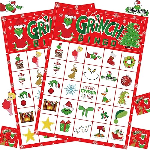Juego de bingo de Navidad para niños 24 jugadores tarjetas de bingo de Navidad para adultos juegos de fiesta de Navidad para familia grupo grande