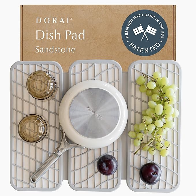 Dorai Home Dish Pad - Diatomaceous Earth Stone Drying Mat For Kitchen Counter - Quick Drying -Stone Dish Drying Mat For Kitchen - (19.9" x 15.2" x 0.52")