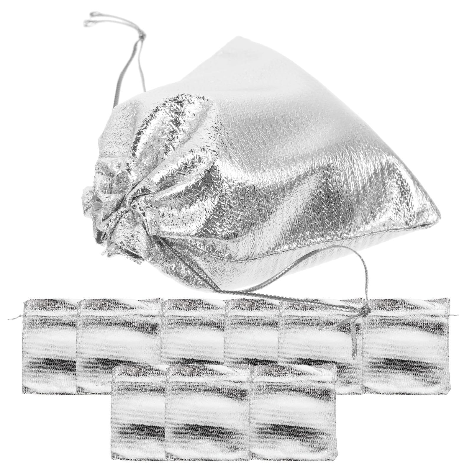 30 Bolsas de obsequio pequeñas con cordón plata de tejido CRAFTHROU para galletas 8