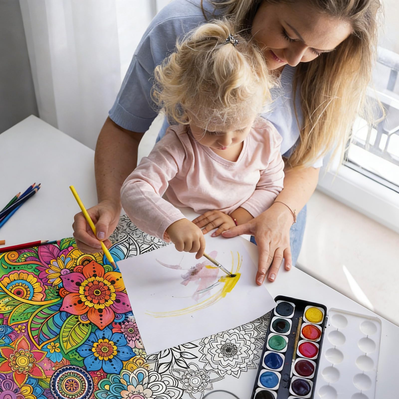 2pcs Jumbo Mandala Coloring Posters, 100x60cm/39.37x23.62in Large Motivational Coloring Posters for Kids Adults Teens Art Craft Wall Party Supplies (Style 2) - 4