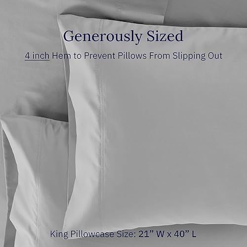 Miniatura 5 de California Design Den - Juego de 2 fundas de almohada lujosas y suaves con calidad de hotel, de tamaño king, 100 % algodón, 600 hilos, fundas