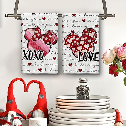 Miniatura 5 de Toallas de cocina con acuarela para el día de San Valentín, paños de cocina, decoración del día de San Valentín para fiesta en el hogar
