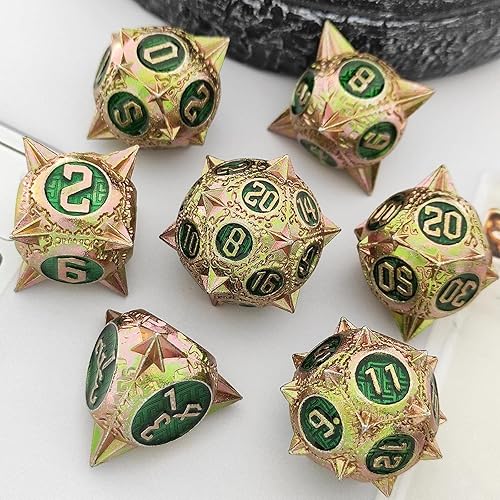 Miniatura 2 de D&amp;D - Juego de dados DND de metal de mazmorras y dragones con bolsa de dados, juego de dados poliédricos grandes RPG para MTG juego de rol,