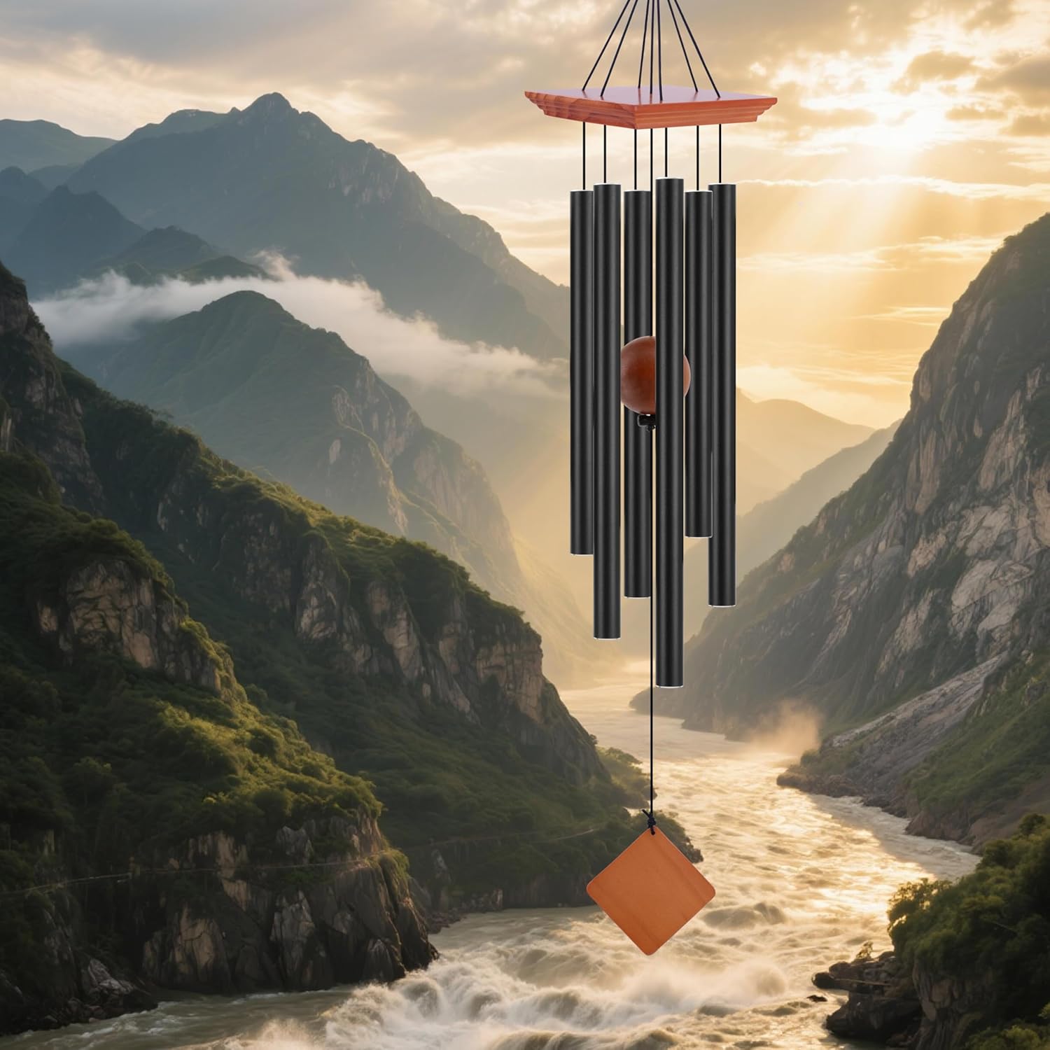 39" Deep Tone Large Wind Chimes for Outside Clearance, Memorial Sympathy Wind Chimes Outdoor for Porch Garden Yard Decor Patio,Sympathy Gifts for Loss of Loved One,Brown - Image 3