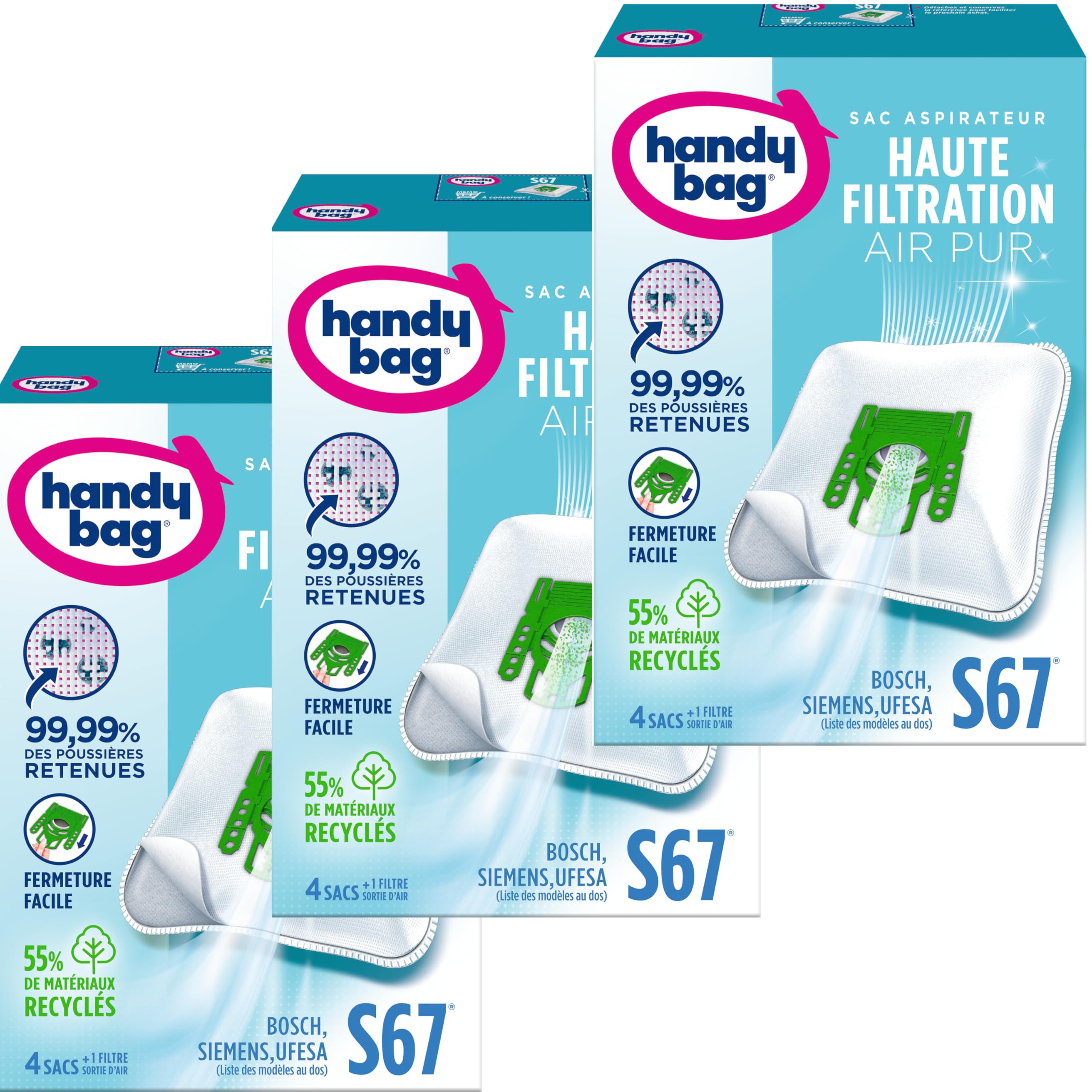 Sacs aspirateur S67 Handy Bag pour Bosch Siemens UFESA x12