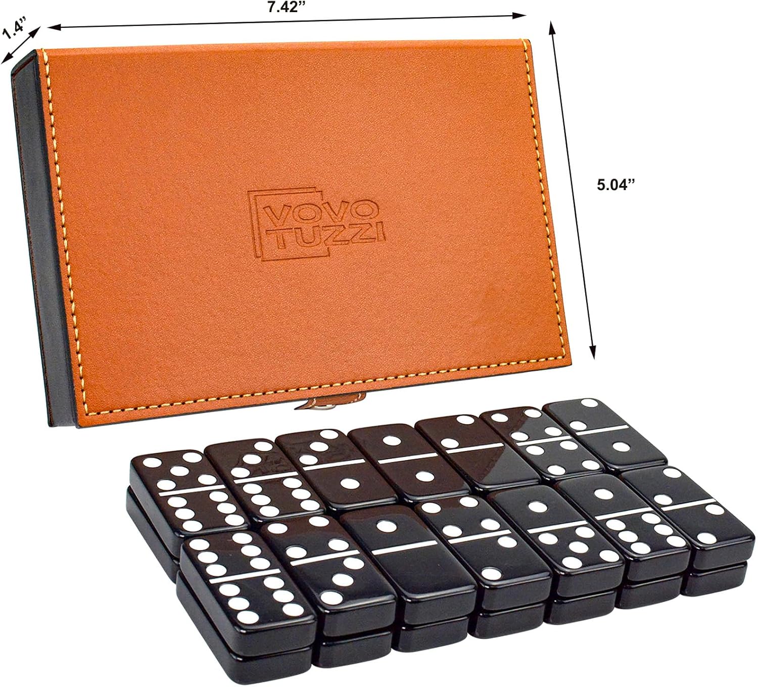 Dominos Set for Adults and Kids - Double 6 Domino Set - Dominoes Set for Kids and Adults, Classic Board Game for Family Nights & Travel, Black