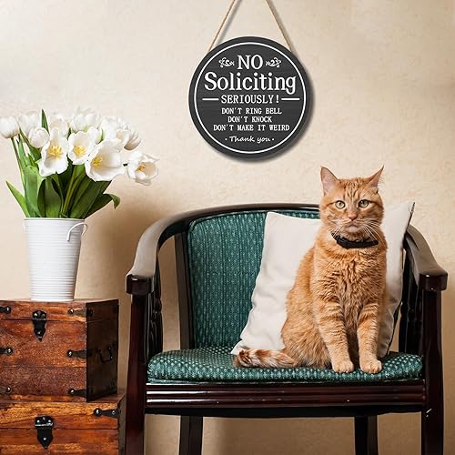 Miniatura 4 de Cartel divertido de No Soliciting para casa de 12 x 12 pulgadas, letreros de madera para puerta delantera, rústico, no solicitar, decoración Sin