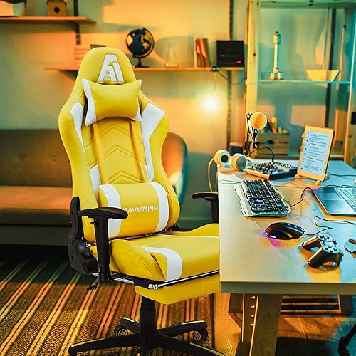 Miniatura 15 de AA Products - Silla ergonómica para videojuegos, silla ergonómica de carreras de computadora con respaldo alto, silla de oficina ajustable con