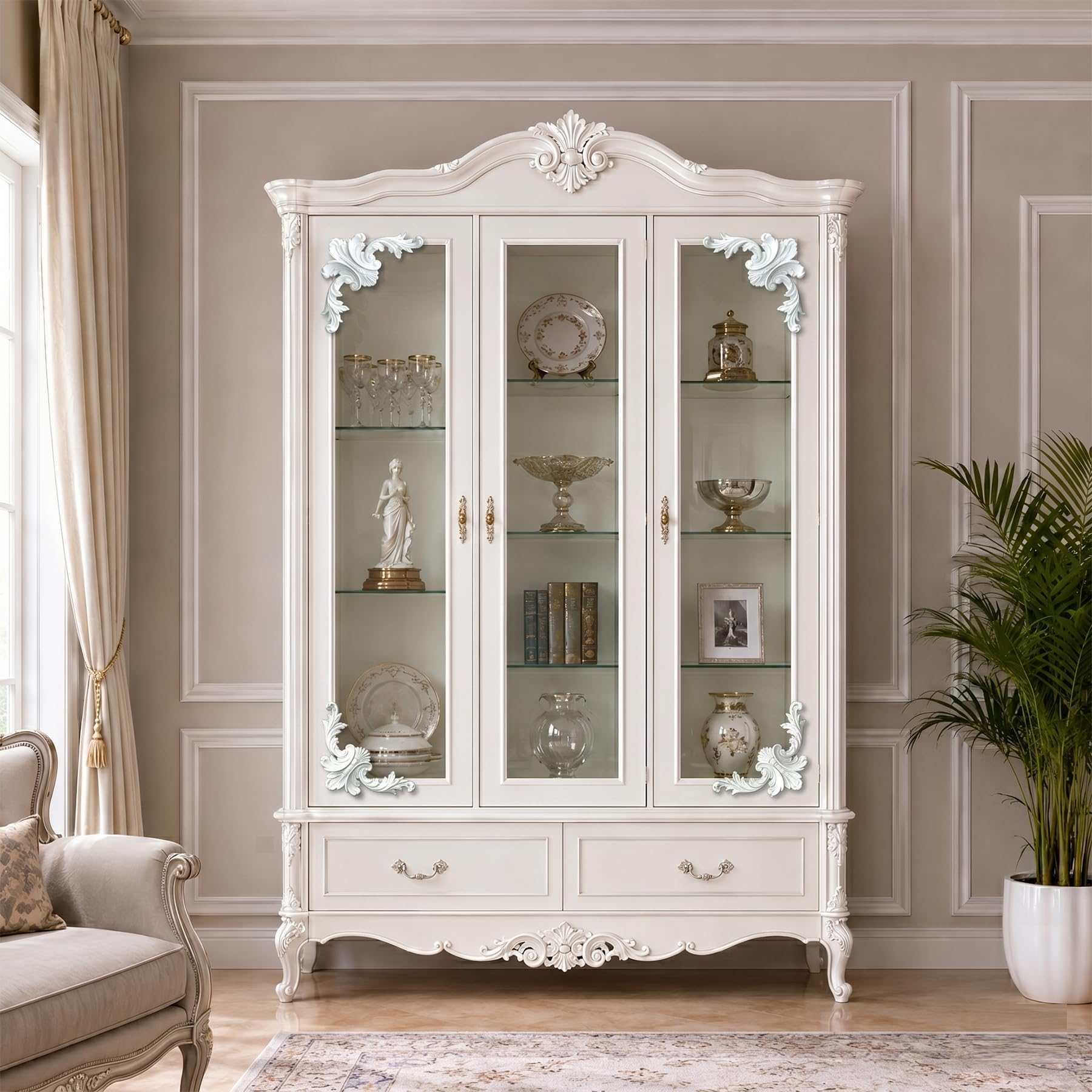 4 PCS Angolari Decorativi per Pareti E Soffitti in PU Modanature Angolari 3D con Decorazioni Floreali Profili Decorativi Verniciabili per Cornici E Angoli Elegante Finitura