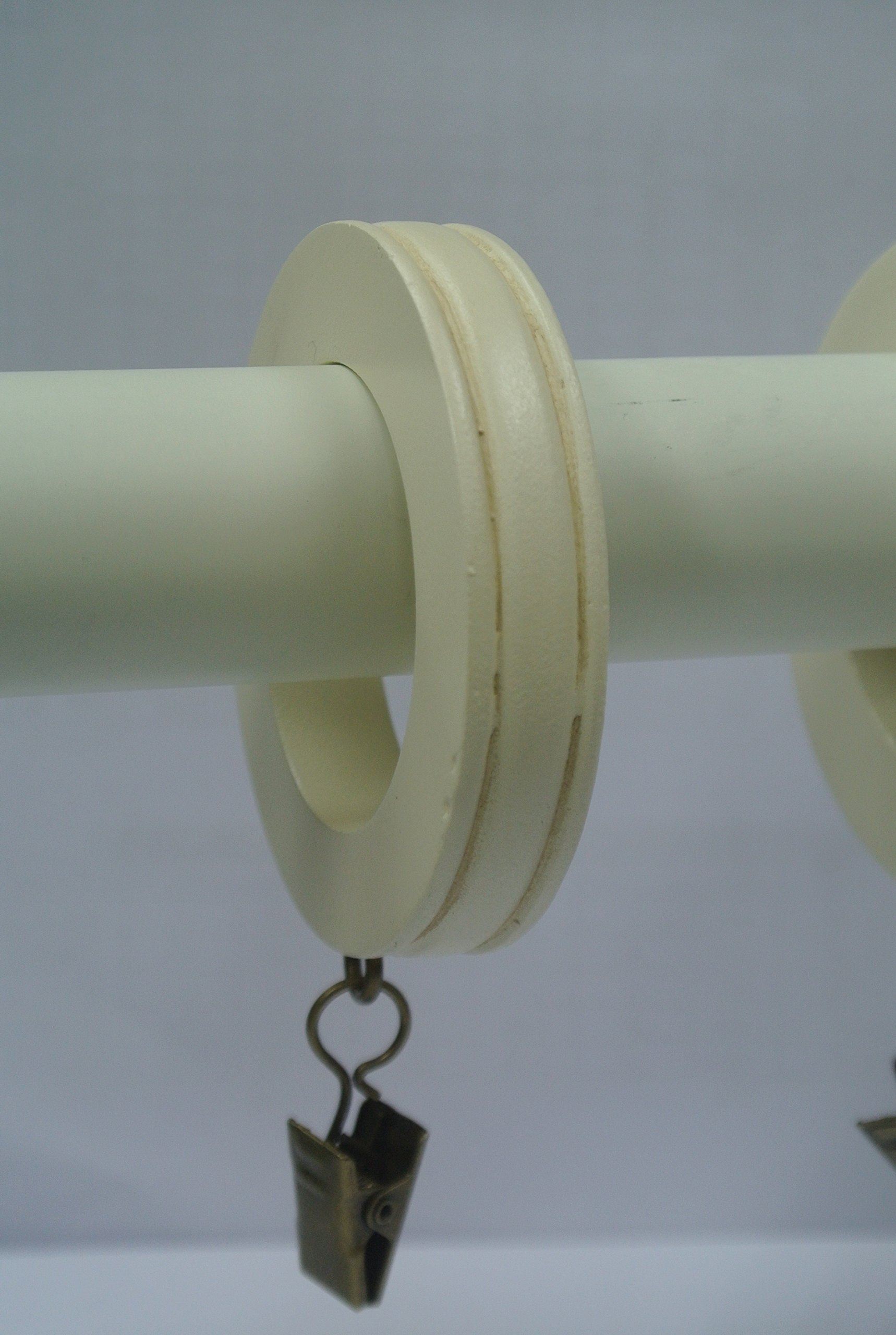 Urbanest Set of 14 Banded Designer Curtain Rings in Ivory