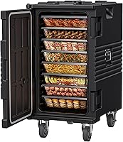 CAMMOO 127QT Insulated Food Warmer with Swivel Casters - Non-Electrical Hot Box for 8 Full-Size Pans, 304 Stainless Steel Door Shaft