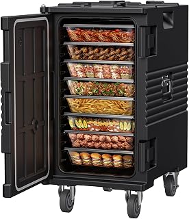 CAMMOO 127QT Insulated Food Warmer with Swivel Casters - Non-Electrical Hot Box for 8 Full-Size Pans, 304 Stainless Steel Door Shaft
