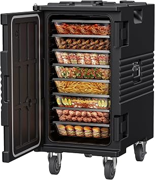 CAMMOO 127QT Non-Electrical Catering Food Warmers with Swivel Casters, 304 Stainless Steel Door Shaft & Nylon Latch, Insulated Food Carrier for 8 Full-Size PansNOT Included, Food Warmer Hot Boxes
