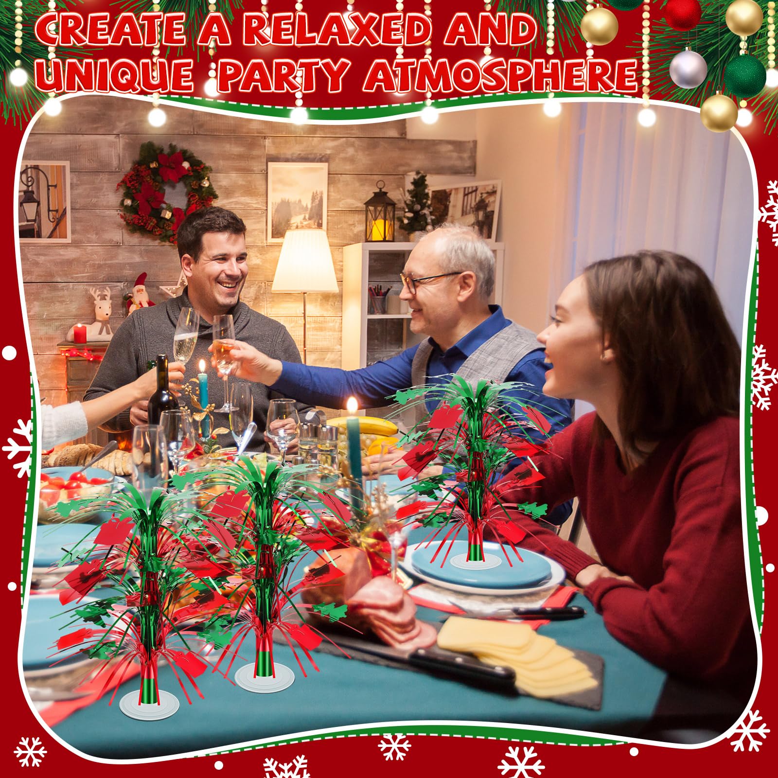 Huwena 18 Pcs Christmas Table Decorations Bulk Christmas Party Centerpieces Red and Green Christmas Centerpiece for Party Table Decor