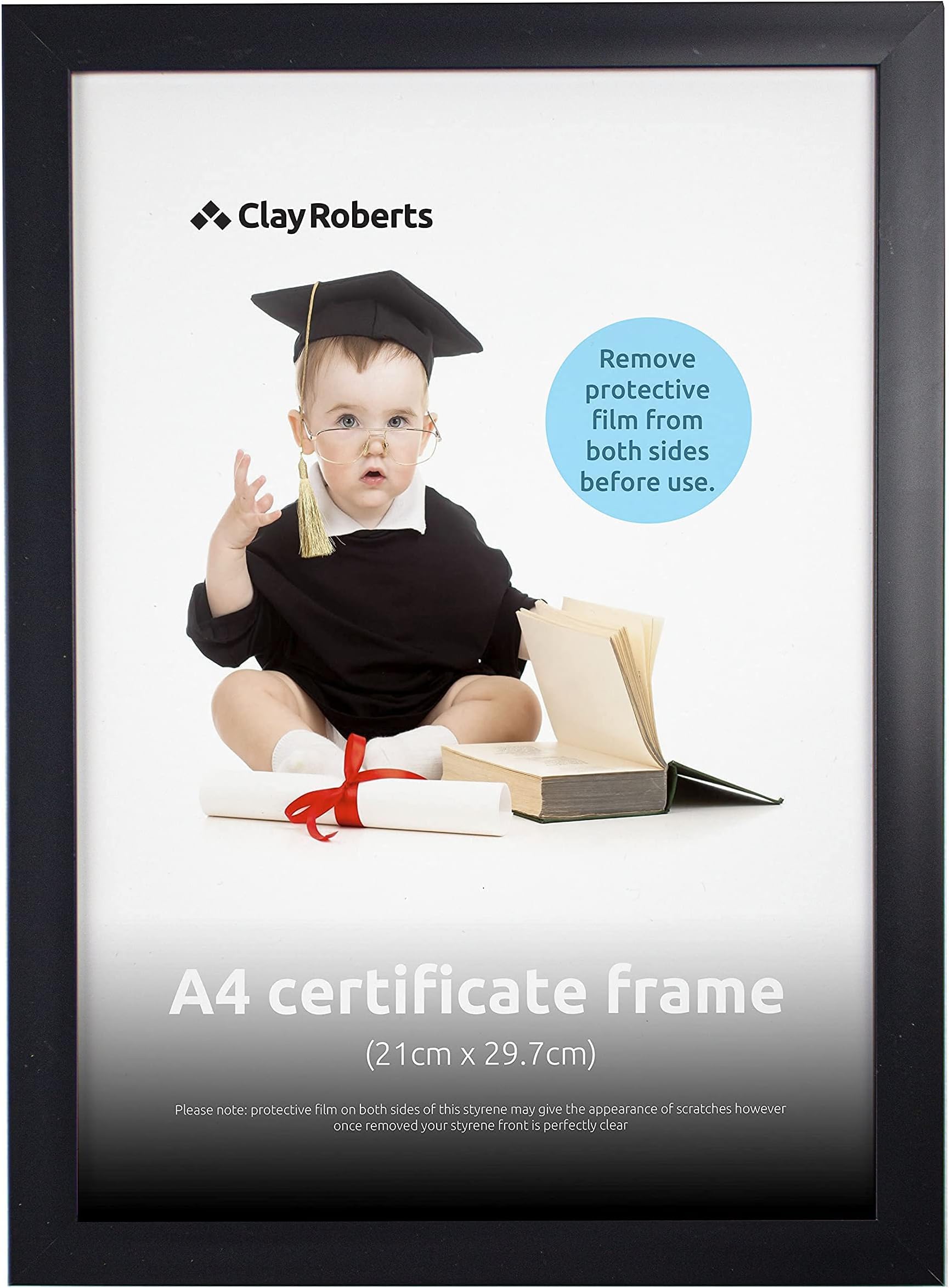 Clay Roberts A4 Black Photo Frame, Picture Frame, Certificate Frame, Wall Mountable and Table Top