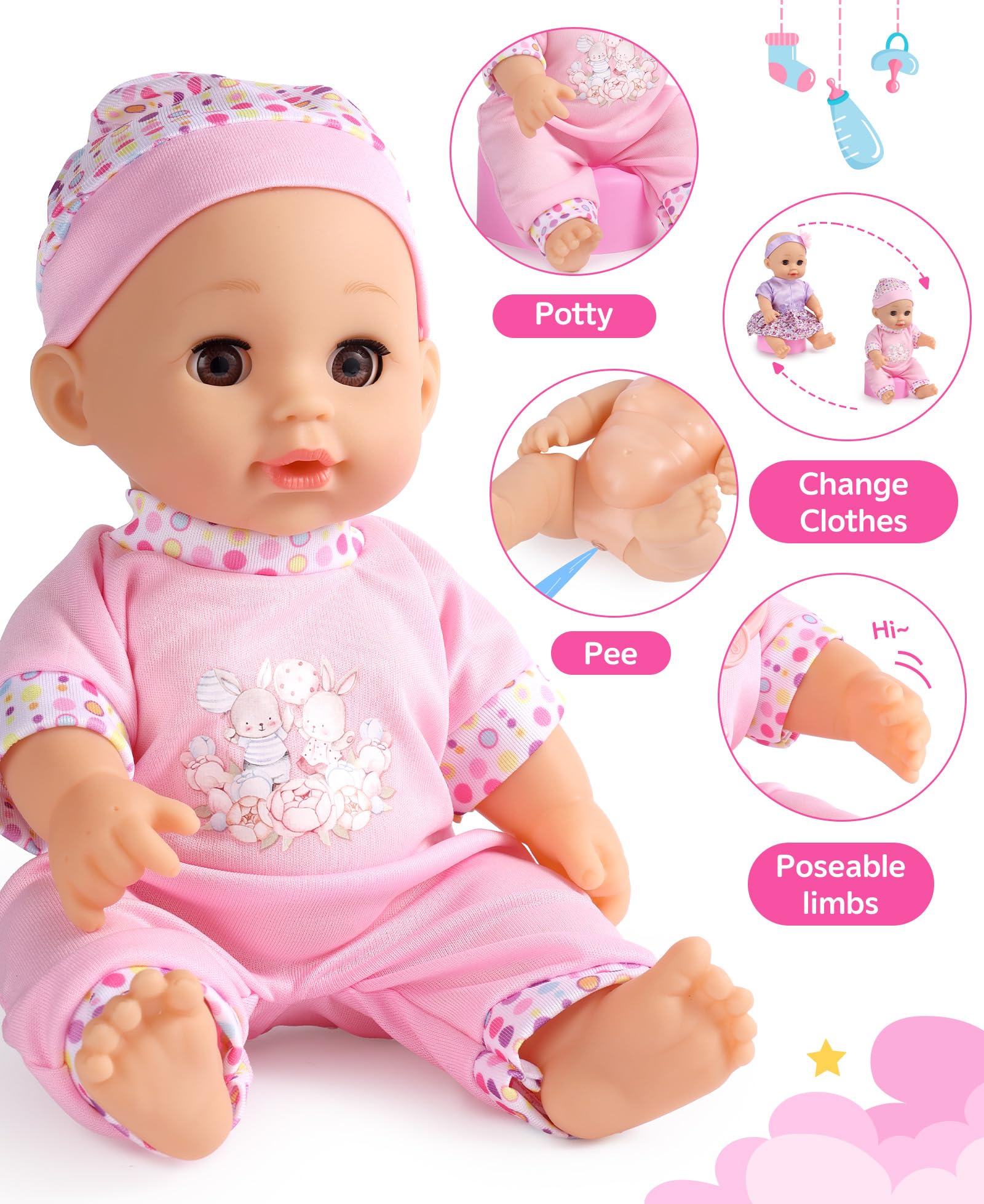 Cochecito De Muñecas GAGAKU Para Muñecas De Hasta 30 Cm - Juguete Para Niñas