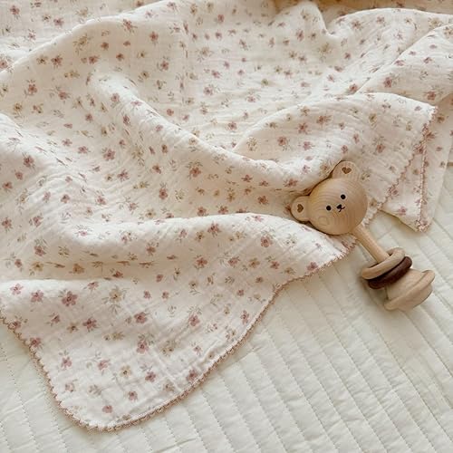 Vista 172 de BuLuTu Mantas de muselina para bebés, niños y niñas, 100% algodón, manta reversible para bebé, manta para cuna, suave, transpirable