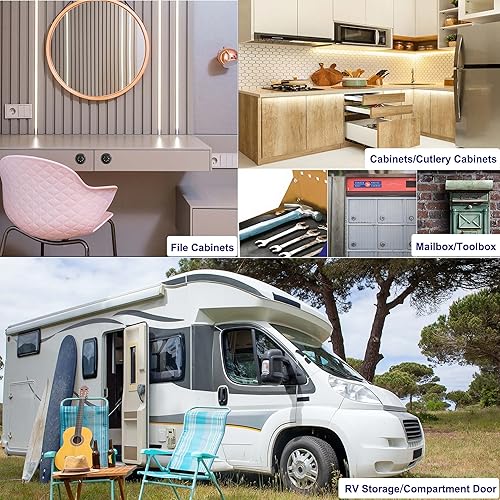 Miniatura 5 de Jayseon 1 paquete de cerraduras de almacenamiento para caravana, cerraduras de gabinete de 1-18 pulgadas con llaves, cerradura de cámara RV con