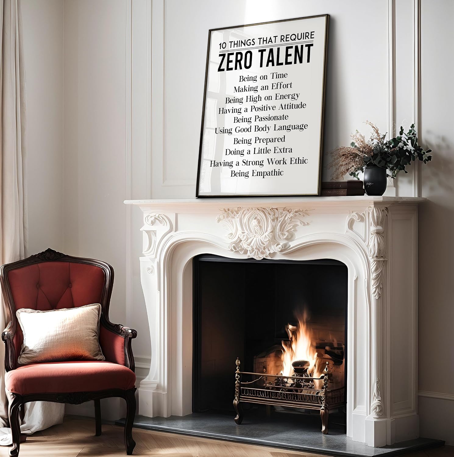 Poster Master Classic Motivational Poster - Vintage Inspirational Print - Gift for Artist, Friend - 10 Things That Require Zero Talent, Empathic - Wall Decor for Home, Office, 24x32 Unframed Wall Art