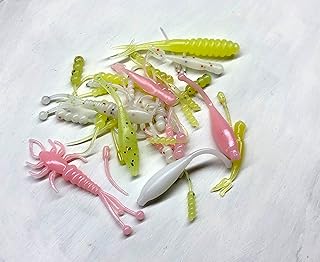 True North Baits - Glow Panfish Pack (1-2" baits, 40 pcs) - 40 Piece Fishing kit ice Fishing Peche Soft Plastic baits Worms for Perch Crappie Micro Plastics Fishing Peche Accessories