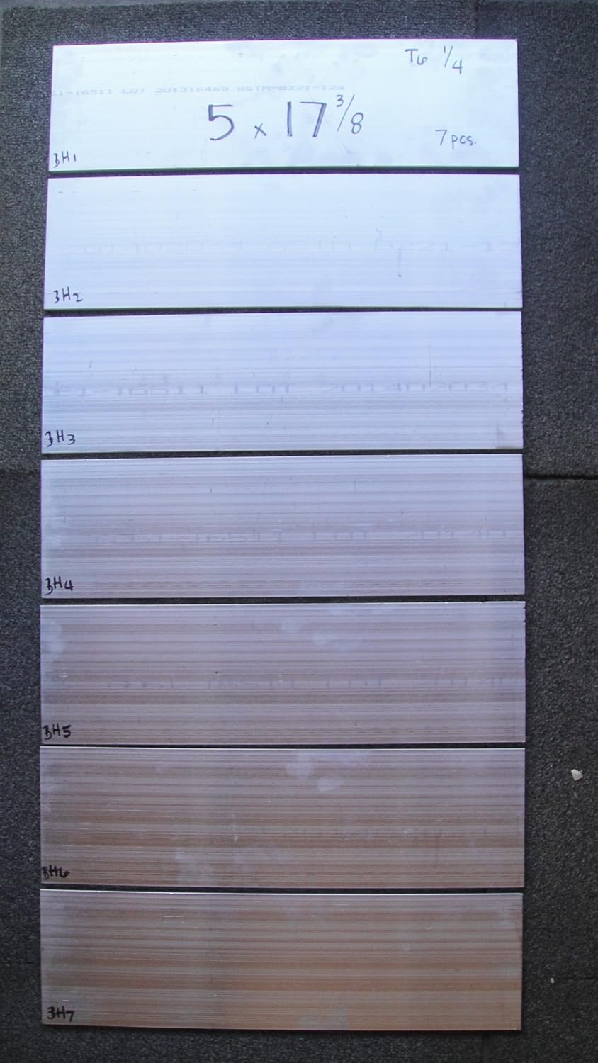 Lot 3H , 7 Pcs Aluminum Plate 1/4 all 5 x 17-3/8 Sheet 6061-T6 .25 1/4” Thk T6.