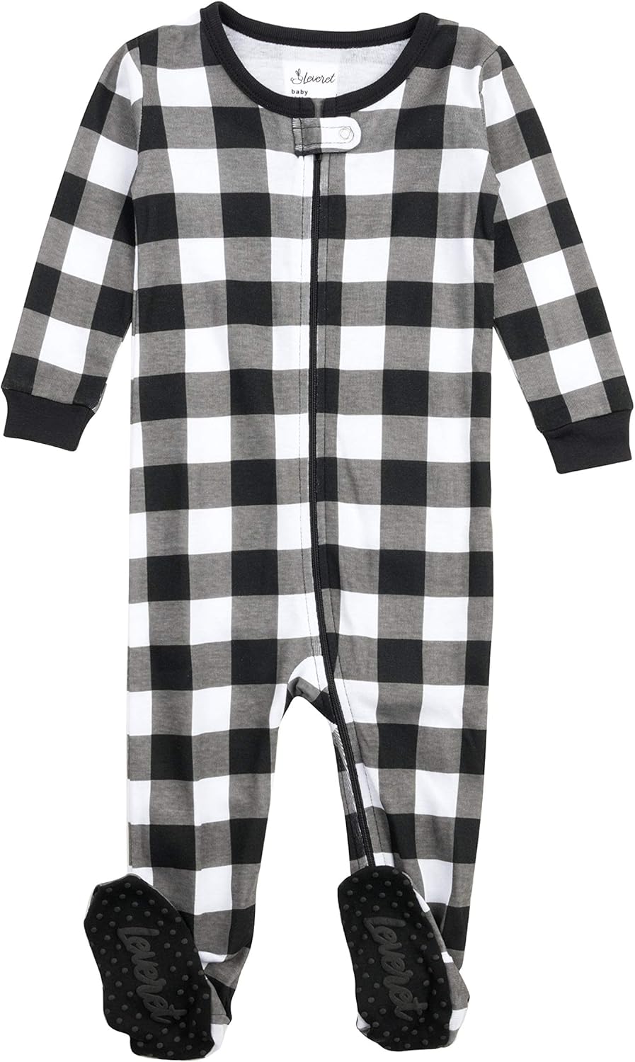 Leveret Kids Pajamas Baby Boys Girls Footed Pajamas Sleeper 100% Cotton Plaids (Size 6-12 Months-5 Toddler)